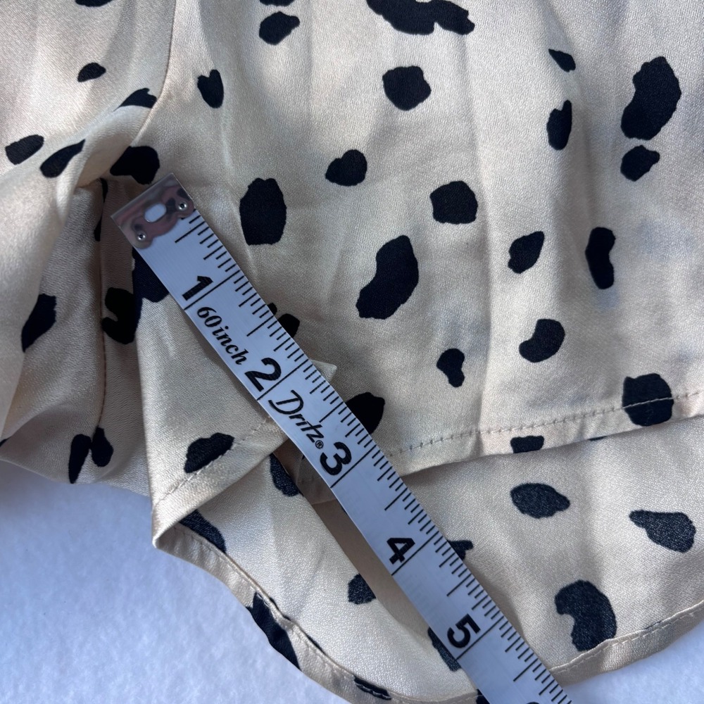 Pink Lily Dalmatian Print Satin Romper Champagne Black Kimono Sleeve Medium‎ - Picture 9 of 12